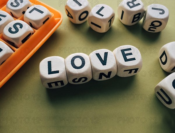 Dice with text love