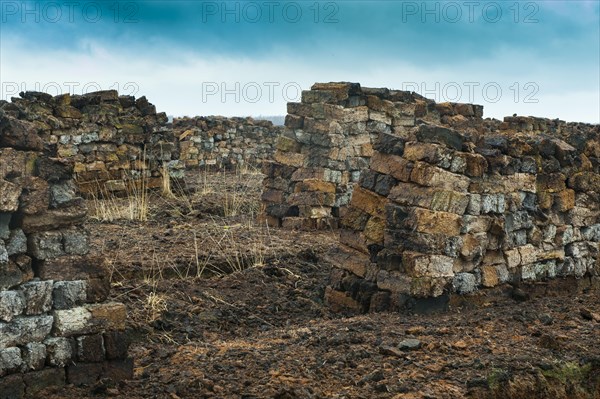 Piled up peat sods in a bog