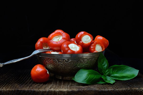 Cherry peppers in shell filled with cream cheese