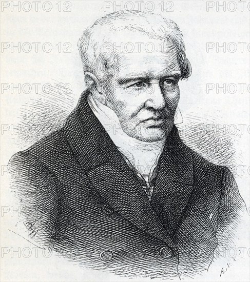 Alexander von Humboldt. Historical illustration from Otto von Leixner: Illustrated history of German literature. Leipzig and Berlin 1880