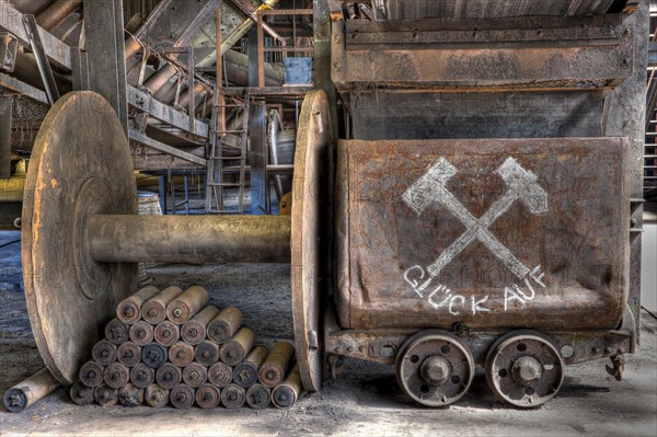 Rusty lorry in factory hall