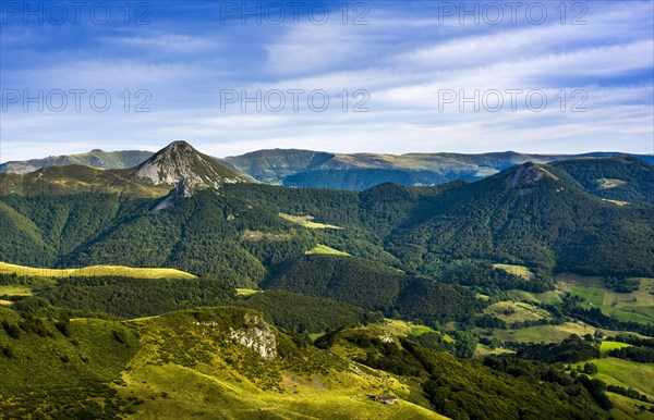 View on mountains Puy Griou and Monts du Cantal