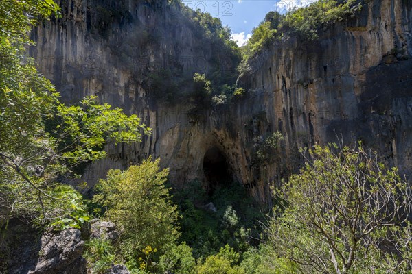 Rock face with cave