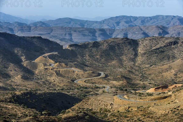 Serpentine road in the barren mountains