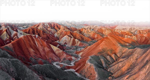 Red sandstone mountains of different minerals