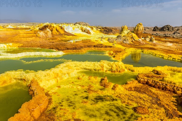 Geothermal area with sulphur deposits and acidic brines