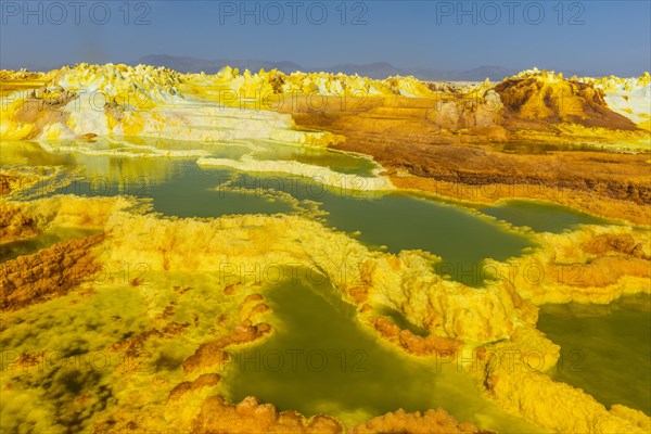 Geothermal area with sulphur deposits and acidic brines