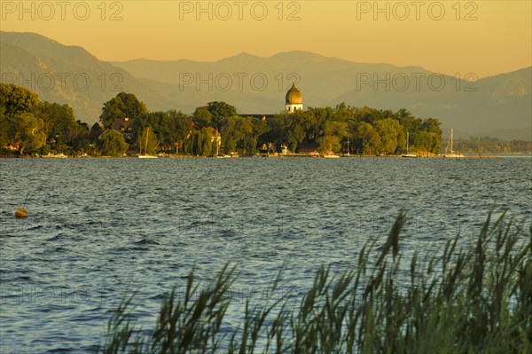 View to Fraueninsel at sunset