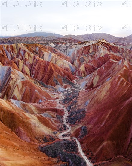 Red sandstone mountains of different minerals