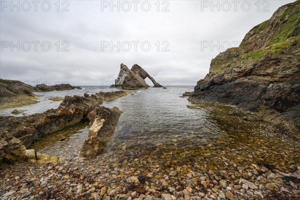 Rock Bowfiddle Rock in the bay of Moray Firth. Portknockie