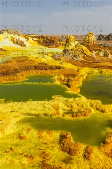 Geothermal area with sulphur deposits and acidic brines