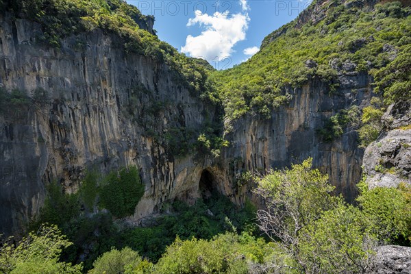 Rock face with cave