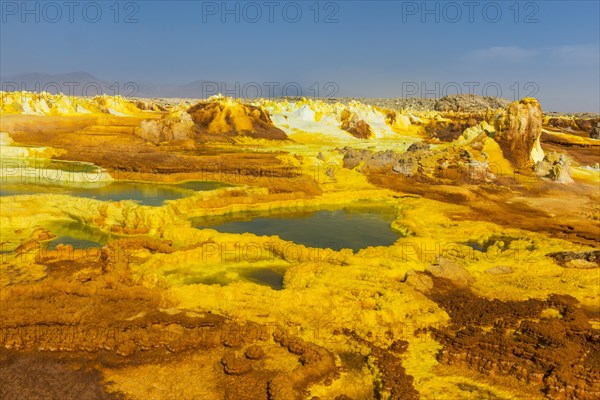 Geothermal area with sulphur deposits and acidic brines