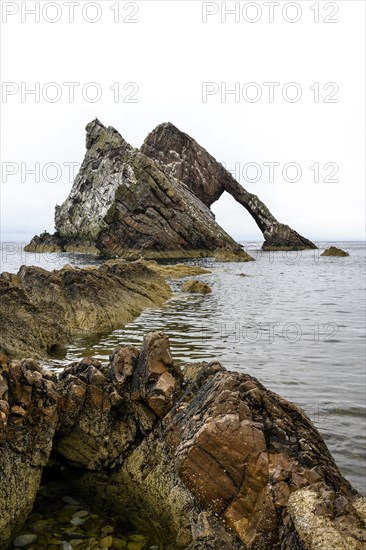 Rock Bowfiddle Rock in the bay of Moray Firth. Portknockie