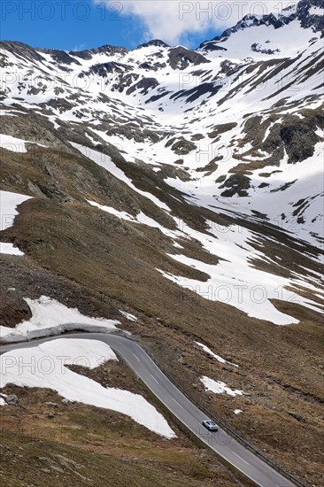 Car on Timmelsjoch High Alpine Road