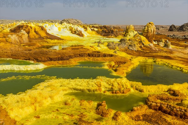 Geothermal area with sulphur deposits and acidic brines