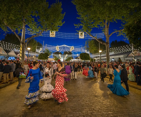 Spanish woman with colourful flamenco dresses