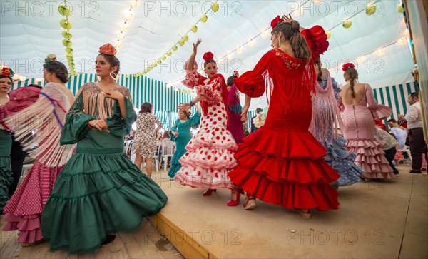 Young woman dancing Sevillano