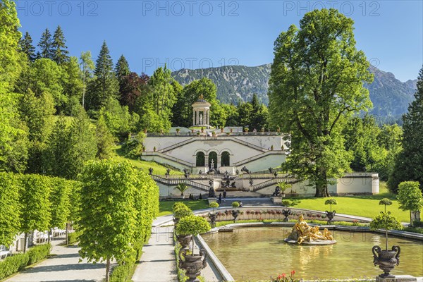 Fountain figure in the water parterre and stairs with Venus temple