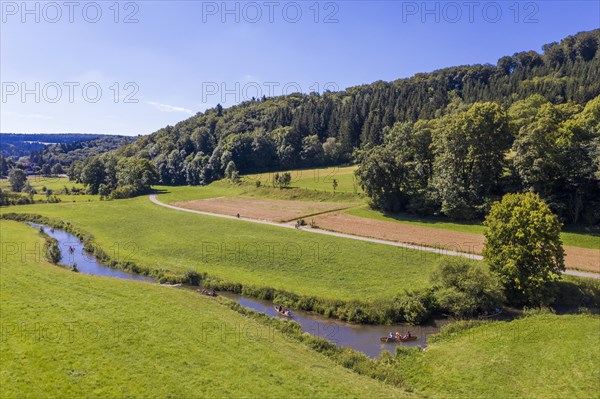 Canoeists on the river Große Lauter