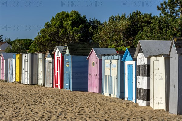 Colourful beach cabins at Saint-Denis-d'Oléron