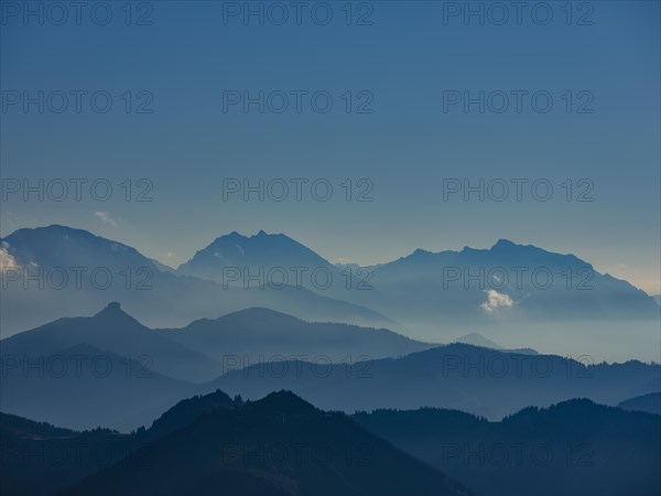 Blue mountain silhouettes