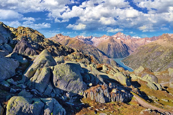 Grimsel area near Naegelisgraetli with granite rocks