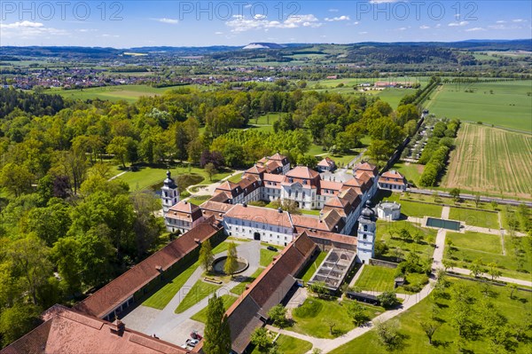 Aerial view Baroque castle Fasanerie with castle garden