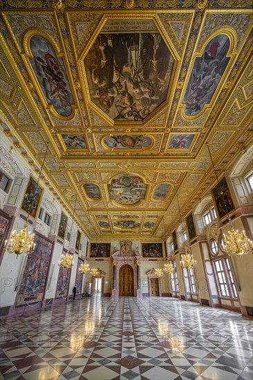 Kaisersaal with gilded ceiling and ceiling paintings