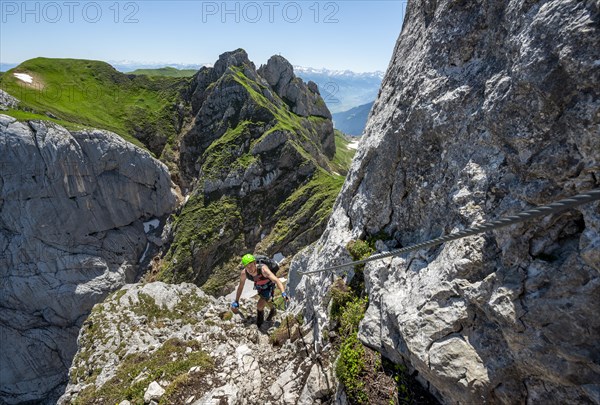 Young man climbing