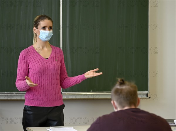 Teacher with face mask