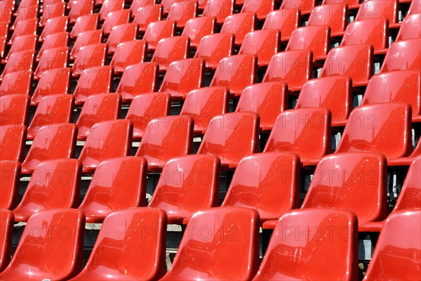 Red seat shells in the Rhein Energie Stadium