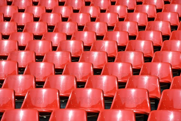 Red seat shells in the Rhein Energie Stadium