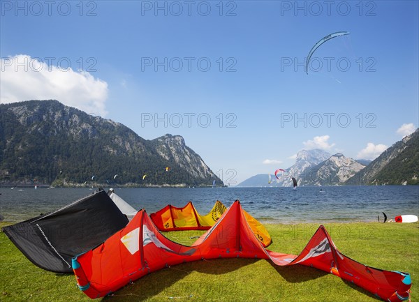 Kitesurfer at Lake Lake Traun in Ebensee