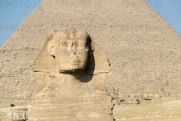 The great Sphinx with the pyramid of Khafre in the background