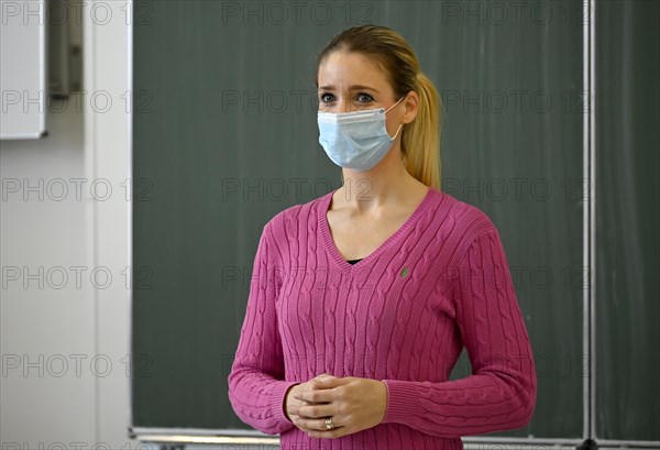 Teacher with face mask