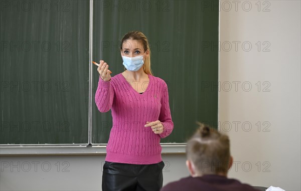 Teacher with face mask