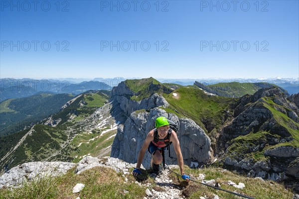 Young man climbing