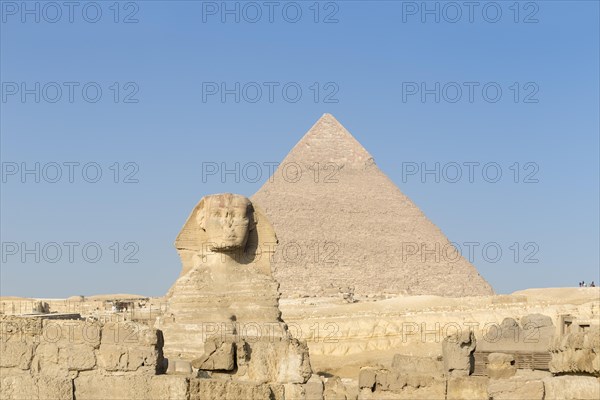 The great Sphinx with the pyramid of Khafre in the background