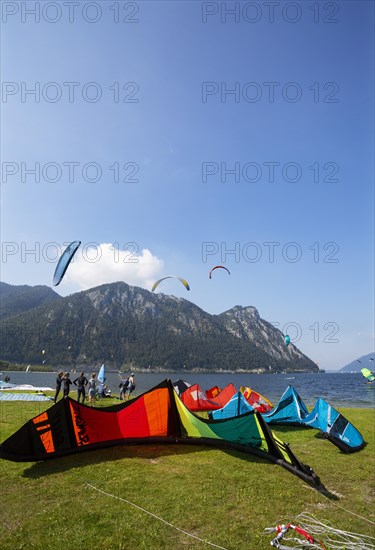 Kitesurfer at Lake Lake Traun in Ebensee