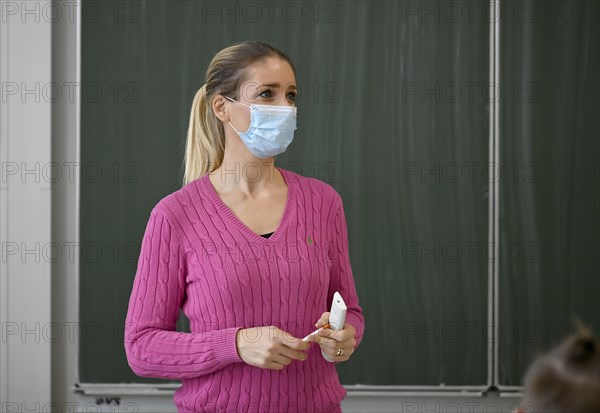 Teacher with face mask