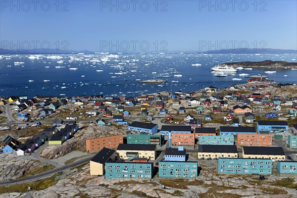 City view with colourful houses