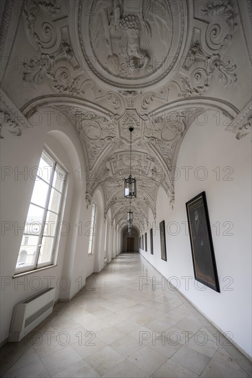 Archway with decorated stucco ceiling