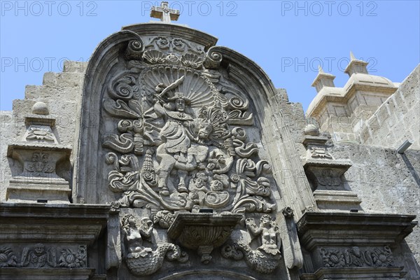 Fine stonemasonry work at the Jesuit Church Iglesia de la Compania de Jesus