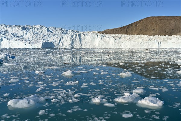 Eqi glacier with drift ice in the foreground