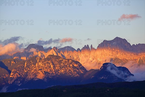 Mountain massif rose garden in the evening light