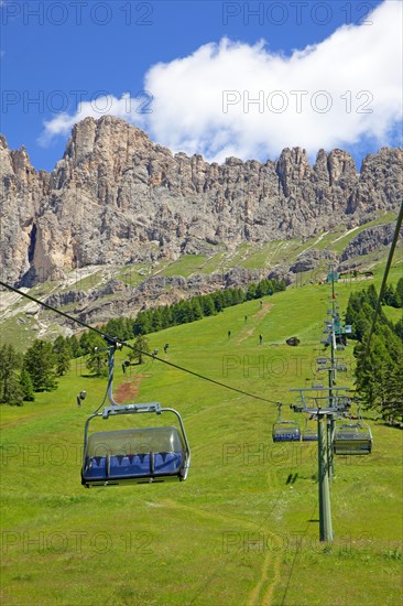 Cable car to the Paolina Hut with view to the Catinaccio