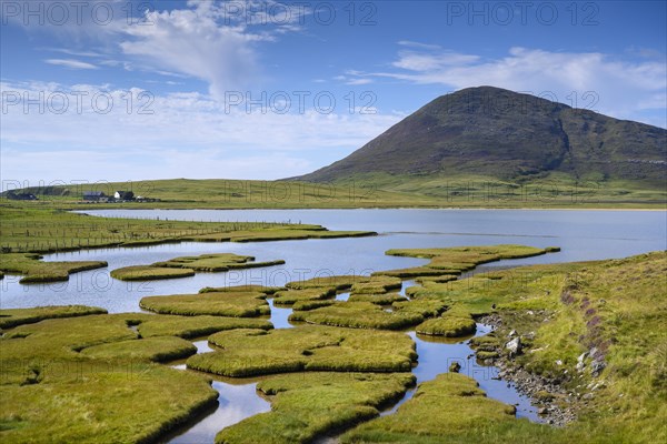 Marsh landscape near Northton with Ceapabhal Hill