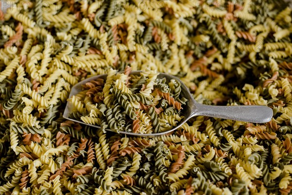 Colourful spiral noodles