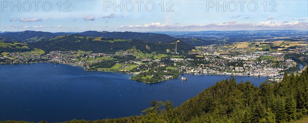 View from the tree top walk to the Lake Traun Traunkirchen and Gmunden